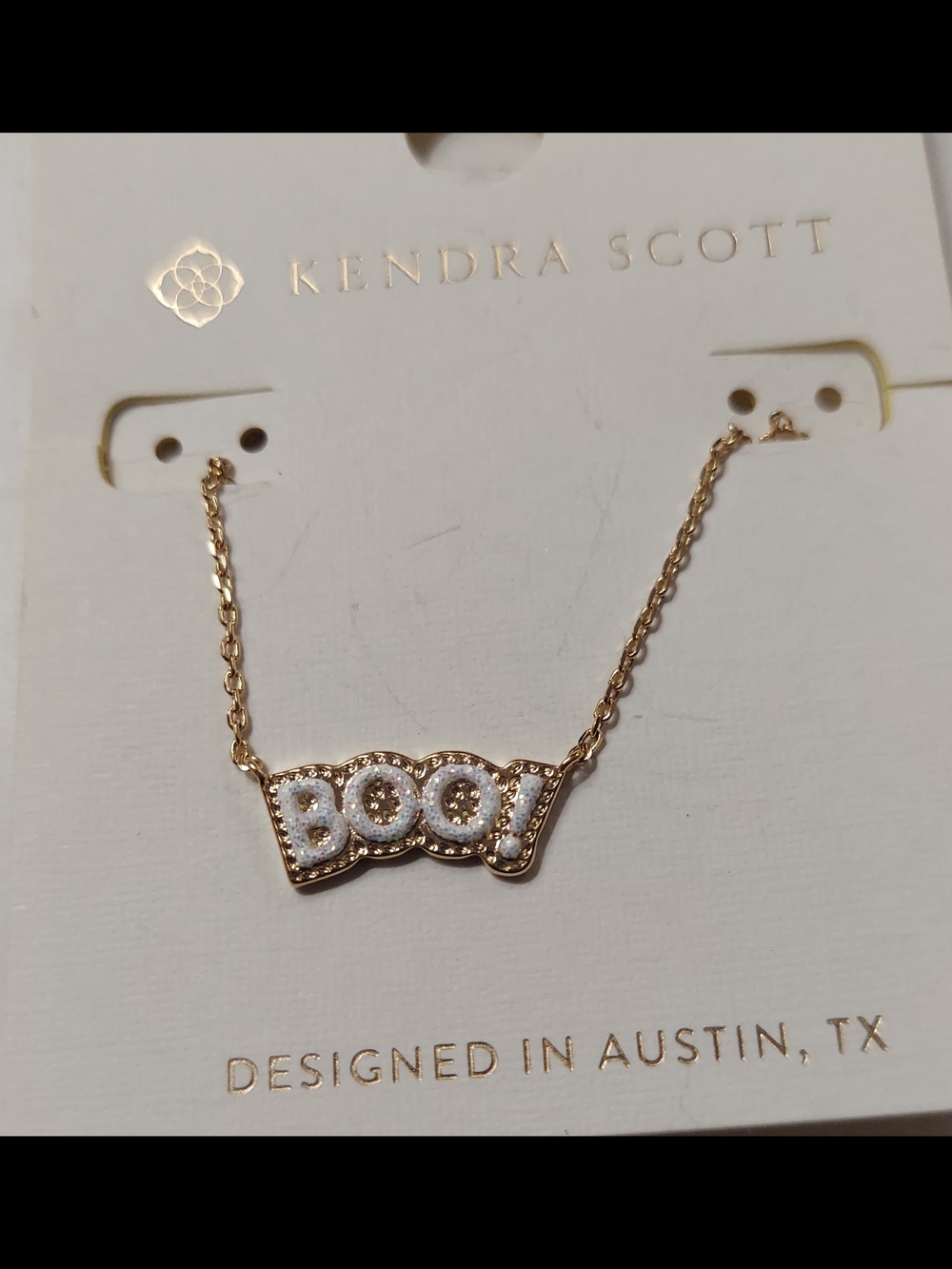 Kendra Scott Gold 'Boo!' Pave Pendant Necklace